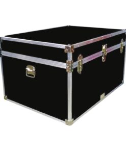 01-150 RE BLACK Super Jumbo Storage Trunk with Alloy Trim