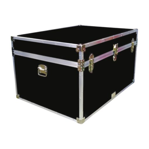 01-150 RE BLACK Super Jumbo Storage Trunk with Alloy Trim