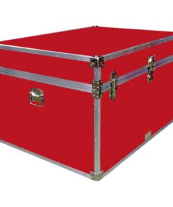 01-147 RE RED Super Jumbo Storage Trunk with Alloy Trim
