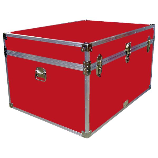 01-147 RE RED Super Jumbo Storage Trunk with Alloy Trim