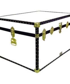 01-216 WL WHITE LEATHERETTE Super Jumbo Storage Trunk with ABS Trim