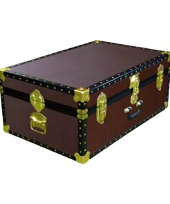 10-170 BL BROWN LEATHERETTE 27 Cabin Storage Trunk with ABS Trim