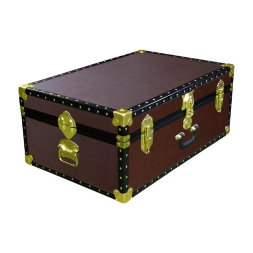 10-170 BL BROWN LEATHERETTE 27 Cabin Storage Trunk with ABS Trim