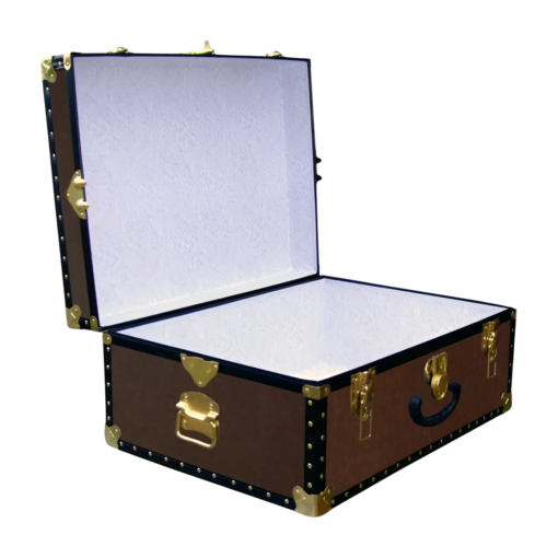 10-170 BL BROWN LEATHERETTE 27 Cabin Storage Trunk with ABS Trim - Image 2