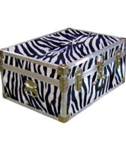 10-177 ZEBE FAUX ZEBRA 27 Cabin Storage Trunk with Alloy Trim
