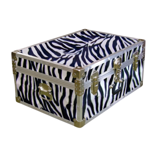 10-177 ZEBE FAUX ZEBRA 27 Cabin Storage Trunk with Alloy Trim