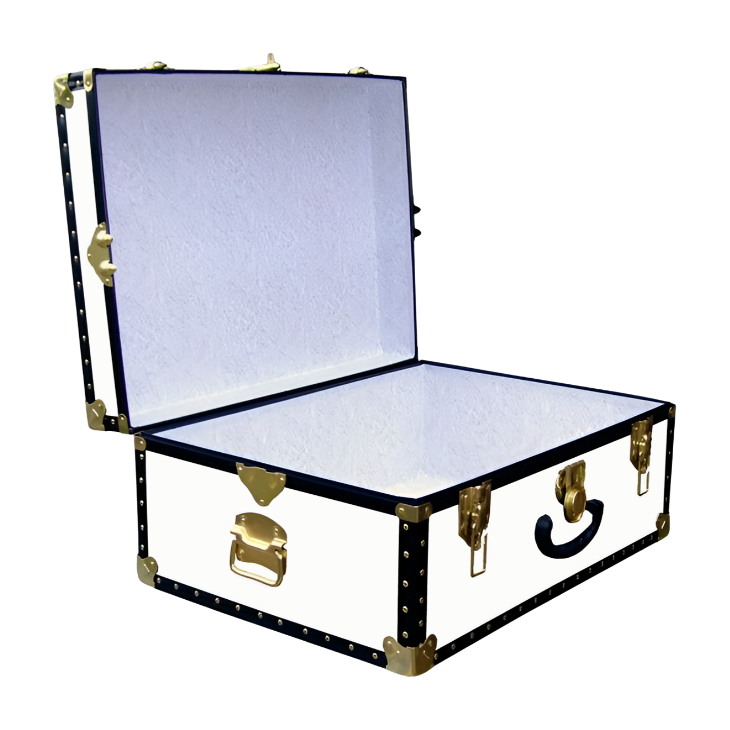 10-172 WL WHITE LEATHERETTE 27 Cabin Storage Trunk with ABS Trim - Image 2