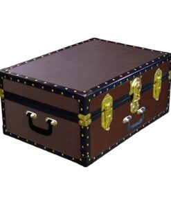 11-160 BL BROWN LEATHERETTE 24 Storage Trunk Case with ABS Trim