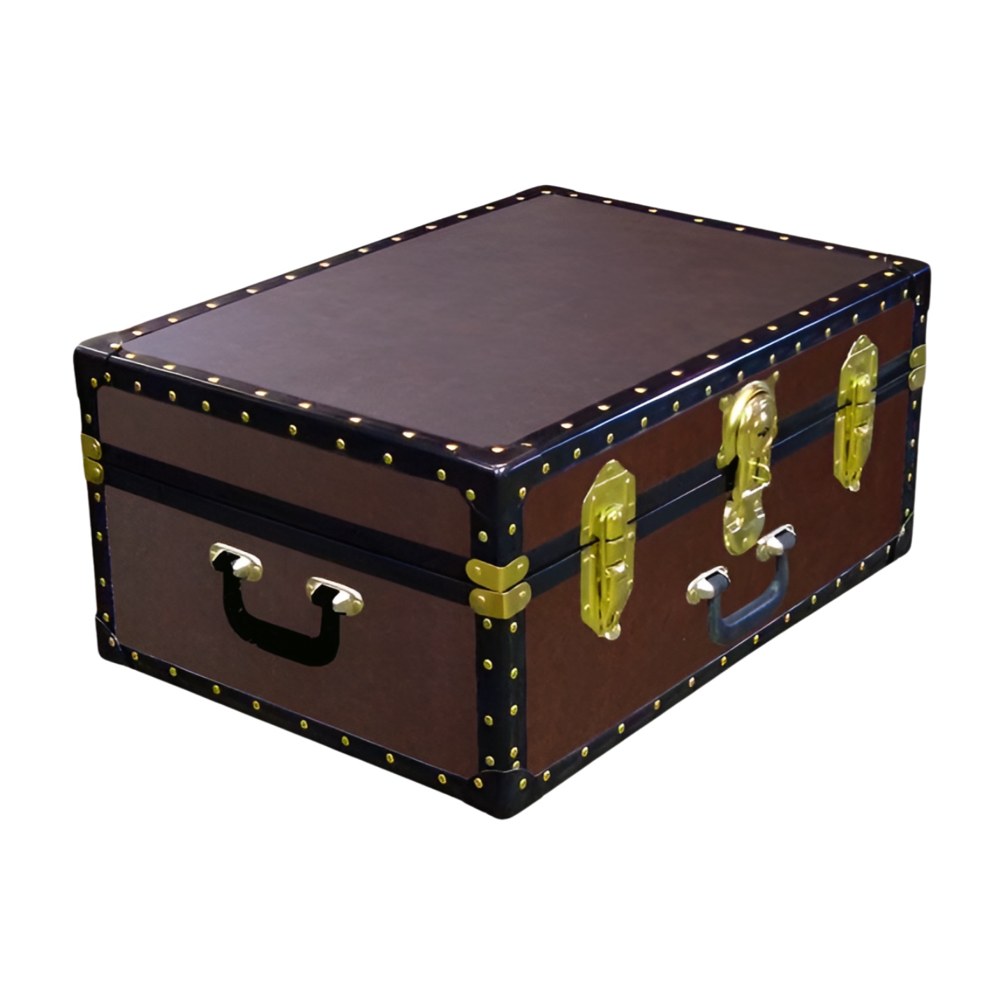 11-160 BL BROWN LEATHERETTE 24 Storage Trunk Case with ABS Trim