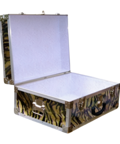 11-173 TIE FAUX TIGER 24 Storage Trunk Case with Alloy Trim