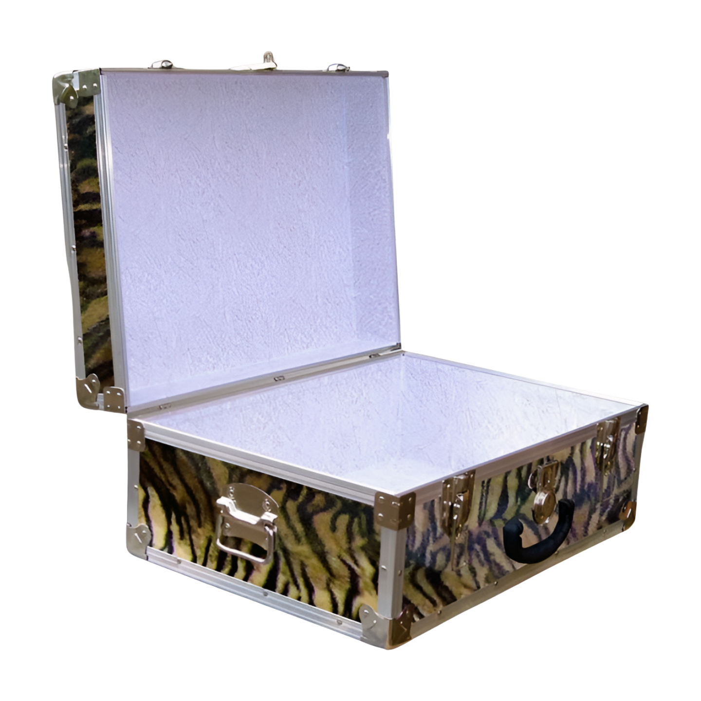 11-173 TIE FAUX TIGER 24 Storage Trunk Case with Alloy Trim