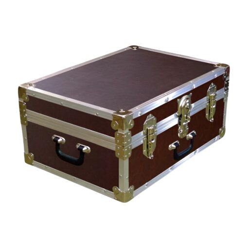 11-161 BLE BROWN LEATHERETTE 24 Storage Trunk Case with Alloy Trim