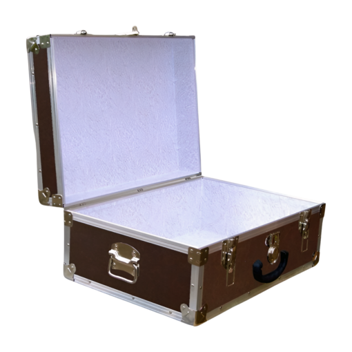 11-161 BLE BROWN LEATHERETTE 24 Storage Trunk Case with Alloy Trim - Image 2