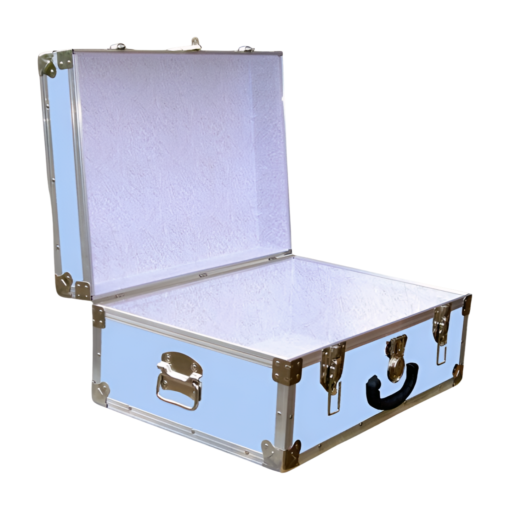 11-144 E SKY BLUE VINYL 24 Storage Trunk Case with Alloy Trim - Image 2