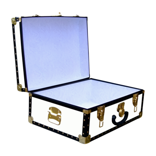 11-162 WL WHITE LEATHERETTE 24 Storage Trunk Case with ABS Trim - Image 2