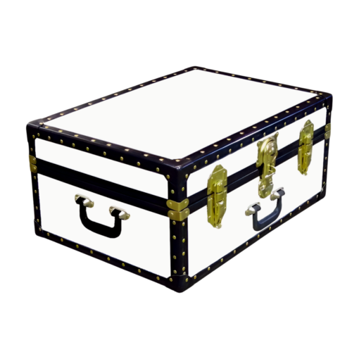 11-162 WL WHITE LEATHERETTE 24 Storage Trunk Case with ABS Trim