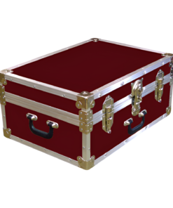 11-086 RE MAROON 24 Storage Trunk Case with Alloy Trim
