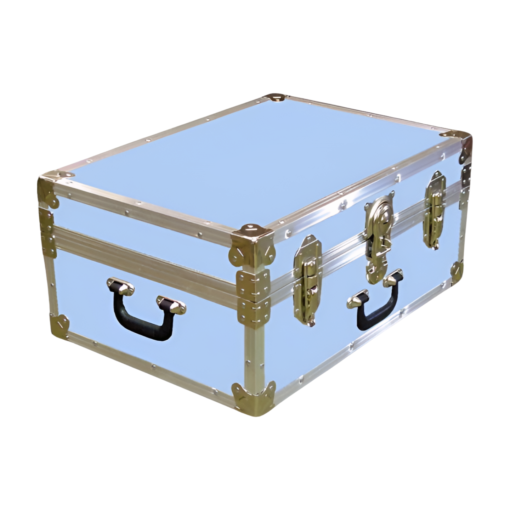 11-144 E SKY BLUE VINYL 24 Storage Trunk Case with Alloy Trim
