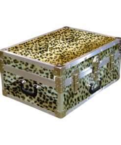 11-169 CHE FAUX CHEETAH 24 Storage Trunk Case with Alloy Trim
