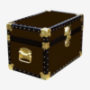 12-094 BL BROWN LEATHERETTE Tuck Box Storage Trunk with ABS Trim