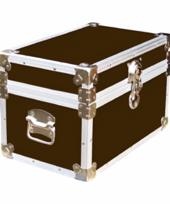 12-095 BLE BROWN LEATHERETTE Tuck Box Storage Trunk with Alloy Trim