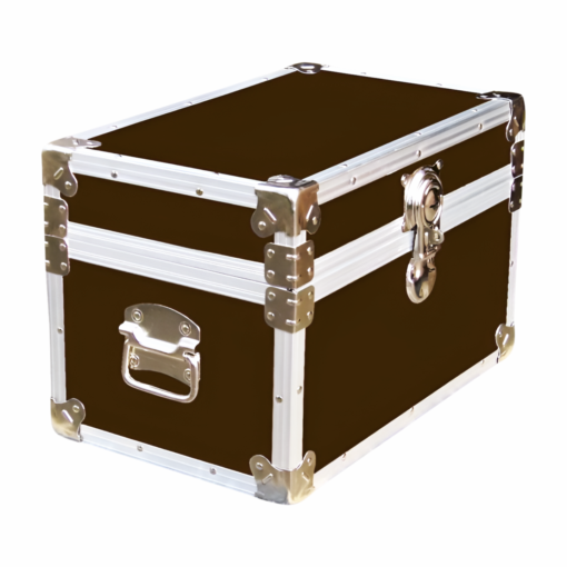 12-095 BLE BROWN LEATHERETTE Tuck Box Storage Trunk with Alloy Trim
