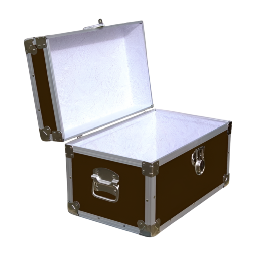 12-095 BLE BROWN LEATHERETTE Tuck Box Storage Trunk with Alloy Trim - Image 2