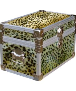 12-103 CHE FAUX CHEETAH Tuck Box Storage Trunk with Alloy Trim