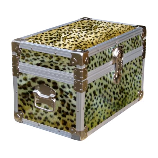 12-103 CHE FAUX CHEETAH Tuck Box Storage Trunk with Alloy Trim