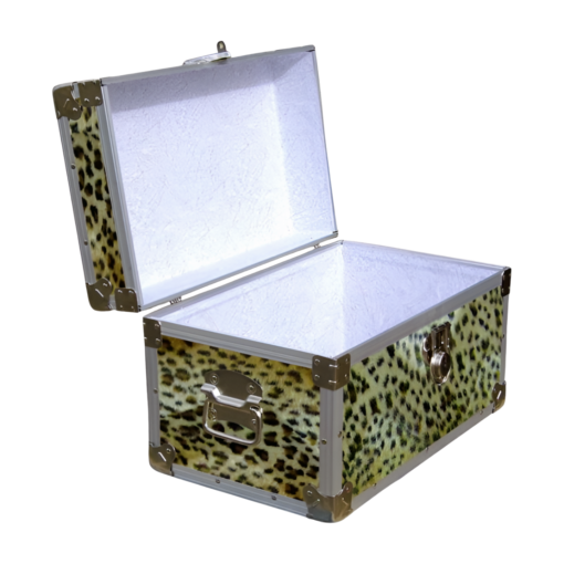 12-103 CHE FAUX CHEETAH Tuck Box Storage Trunk with Alloy Trim - Image 2