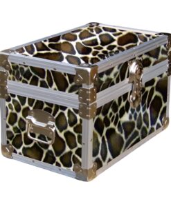 12-105 GE FAUX GIRAFFE Tuck Box Storage Trunk with Alloy Trim