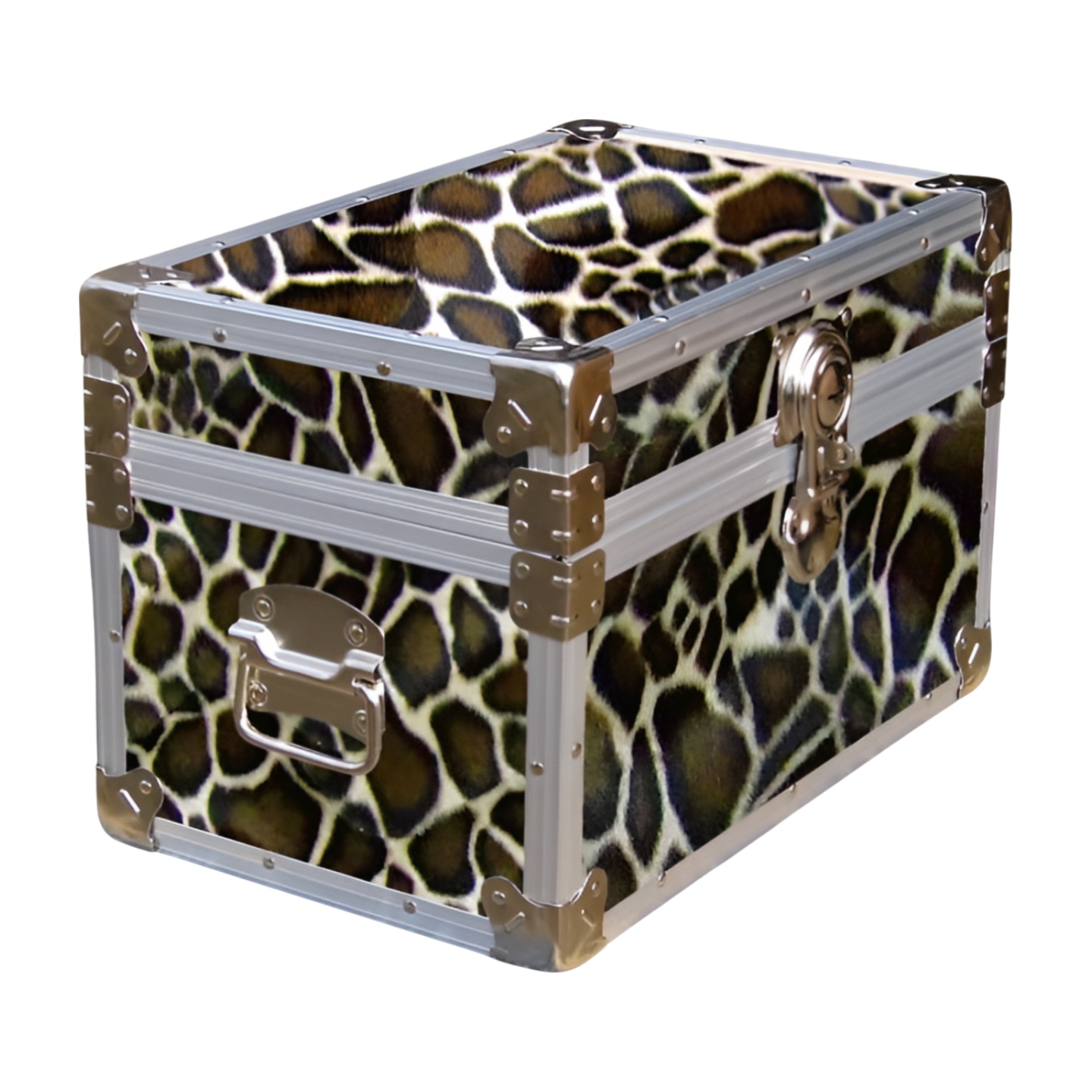 12-105 GE FAUX GIRAFFE Tuck Box Storage Trunk with Alloy Trim