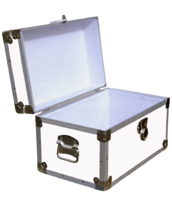Alternative view of 12-097 WLE WHITE LEATHERETTE Tuck Box Storage Trunk with Alloy Trim