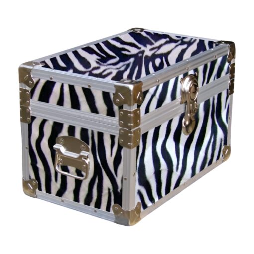 12-101 ZEBE FAUX ZEBRATuck Box Storage Trunk with Alloy Trim