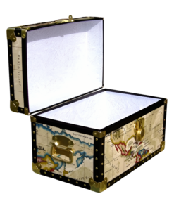 Alternative view of 12-093 OCWM OIL CLOTH WORLD MAP Tuck Box Storage Trunk with ABS Trim