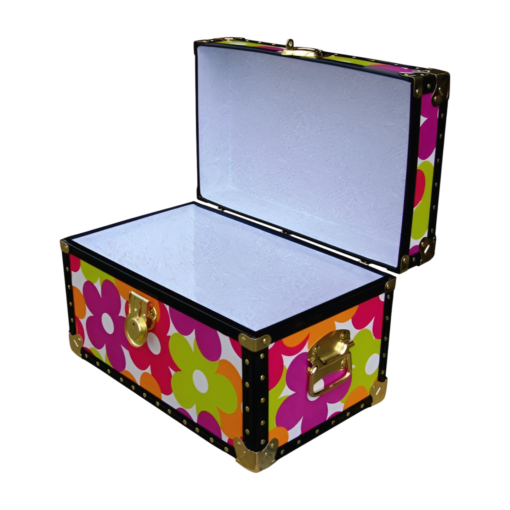 12-092.5 OCND OIL CLOTH NEON DAISY Tuck Box Storage Trunk with ABS Trim - Image 2