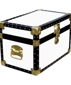 12-096 WL WHITE LEATHERETTE Tuck Box Storage Trunk with ABS Trim