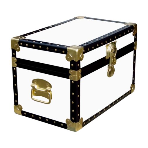 12-096 WL WHITE LEATHERETTE Tuck Box Storage Trunk with ABS Trim