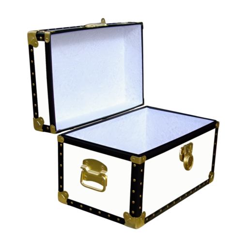 12-096 WL WHITE LEATHERETTE Tuck Box Storage Trunk with ABS Trim - Image 2
