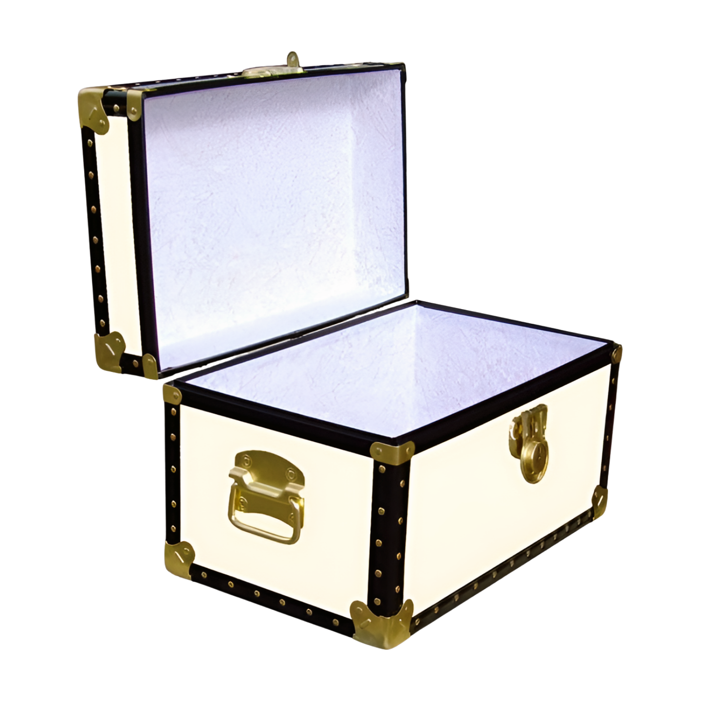 12-070 WOOD WASH CREAM Tuck Box Storage Trunk with ABS Trim - Image 2