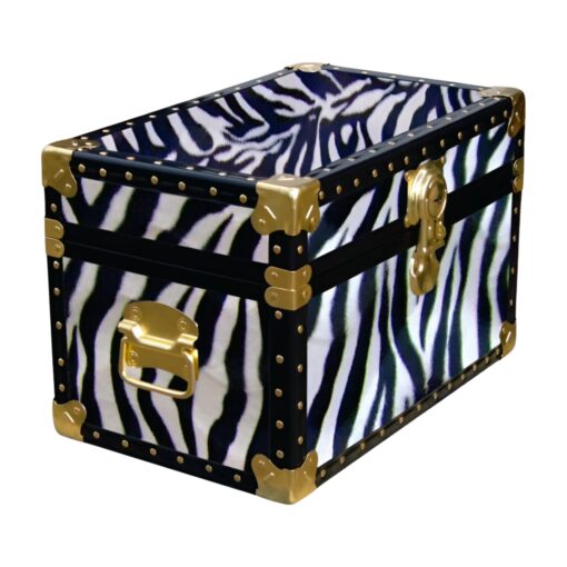 12-100 ZEB FAUX ZEBRA Tuck Box Storage Trunk with ABS Trim
