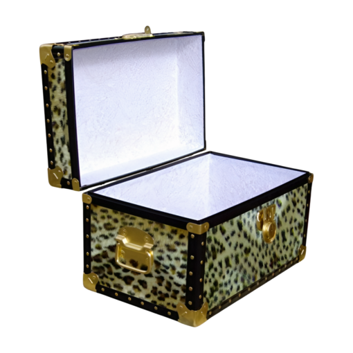 12-102 CH FAUX CHEETAH Tuck Box Storage Trunk with ABS Trim - Image 2