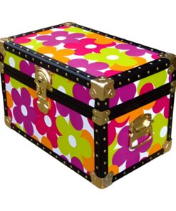 12-092.5 OCND OIL CLOTH NEON DAISY Tuck Box Storage Trunk with ABS Trim