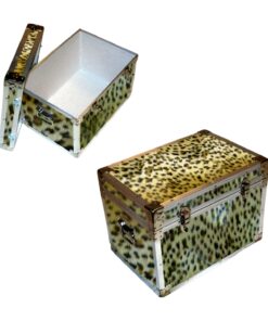 13-132 CHE FAUX CHEETAH LP 150 Storage Trunk with Alloy Trim