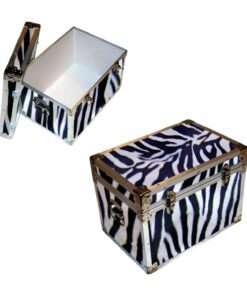 13-130 ZEBE FAUX ZEBRA LP 150 Storage Trunk with Alloy Trim