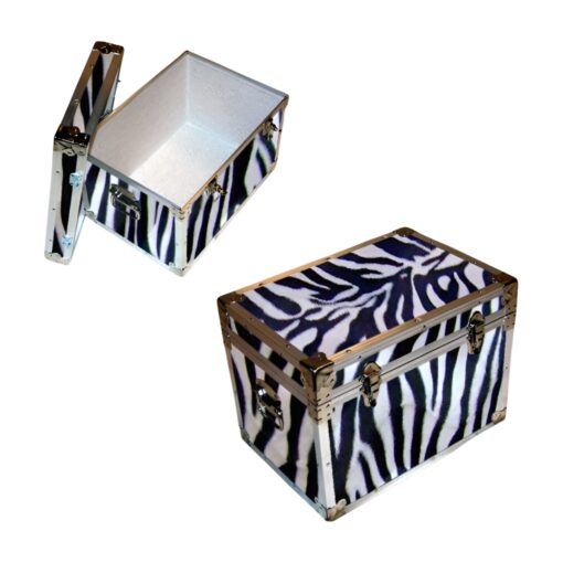 13-130 ZEBE FAUX ZEBRA LP 150 Storage Trunk with Alloy Trim