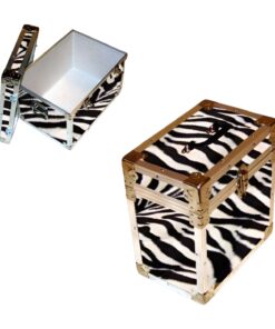 15-110 ZEBE FAUX ZEBRA LP 50 Storage Trunk with Alloy Trim