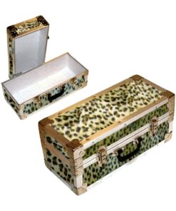 16-086 CHE FAUX CHEETAH Single 100 Storage Trunk with Alloy Trim