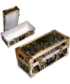 16-090 TIE FAUX TIGER Single 100 Storage Trunk with Alloy Trim