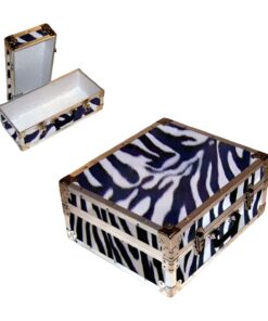 17-115 ZEBE FAUX ZEBRA Single 200 Storage Trunk with Alloy Trim